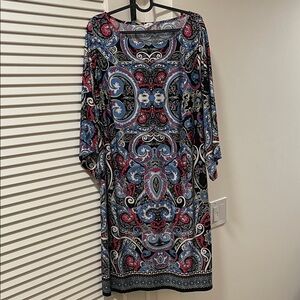 NY Collection Multicolor Paisley Long Sleeve Dress